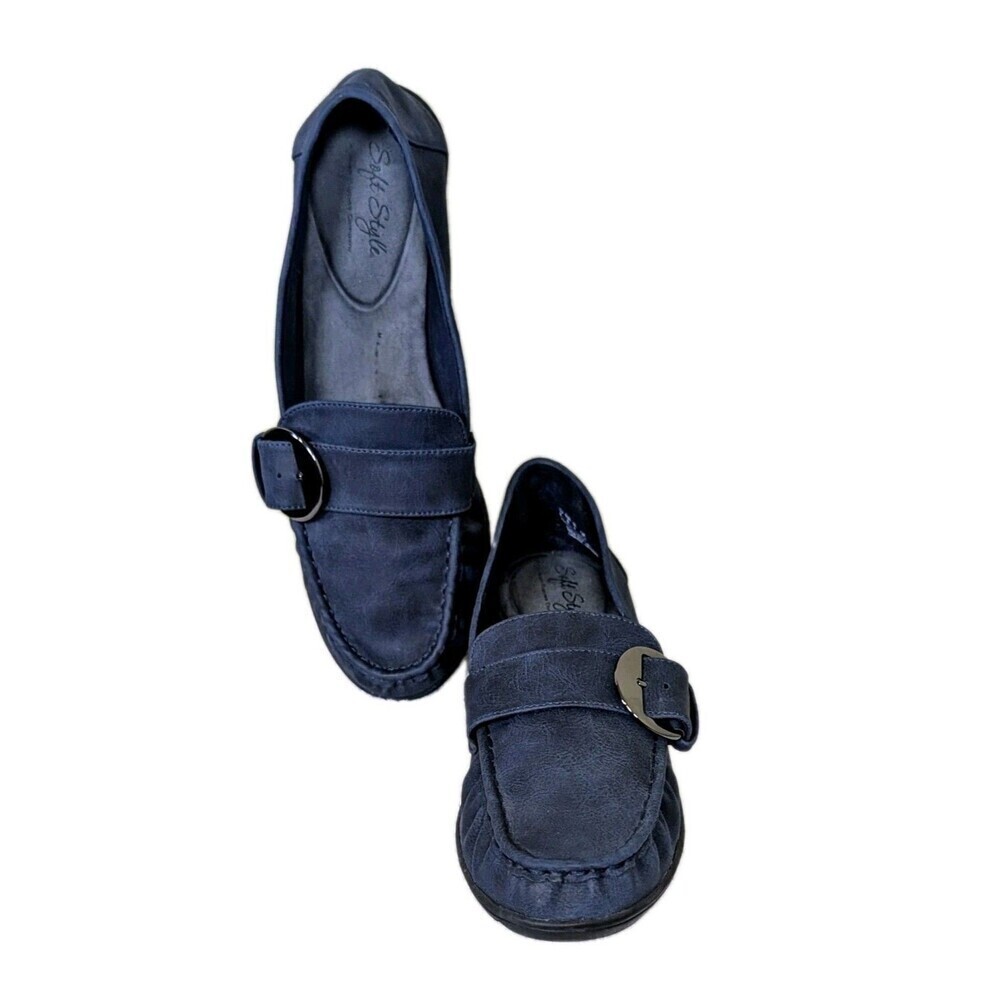 Soft Style Women's Slip On Comfort Loafer Moccasin Navy Blue Size 8 EUC